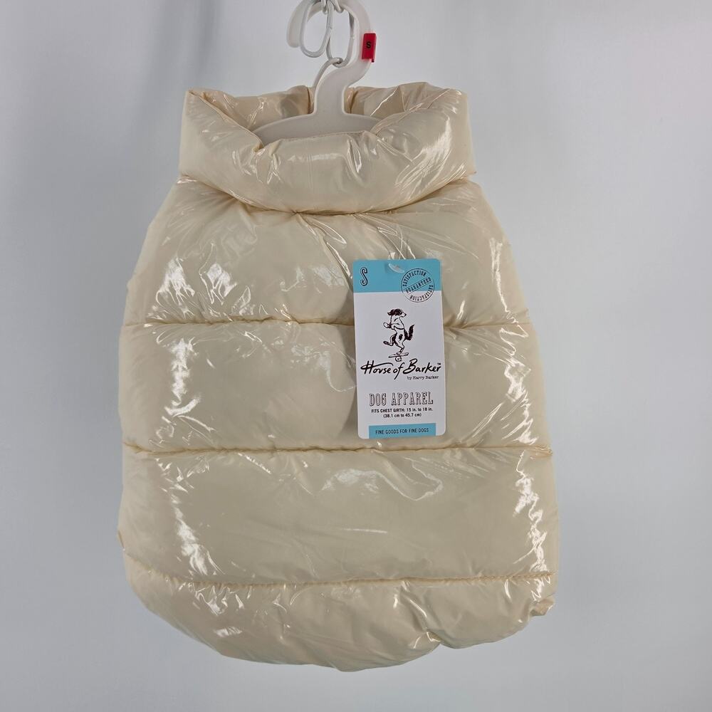 House of Barker Dog Puffer Vest Jacket Cream Ivory Size Small 15-18" NWT